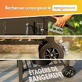 VonHaus Barbecue au Charbon – Barbecue avec Grille Chauffante, Hauteur Réglable, Thermomètre – Portable, Bac à Cendres, Étagère, 2 Tables Latérales Pliables, Roues – Viande, Poisson & Légumes - 7
