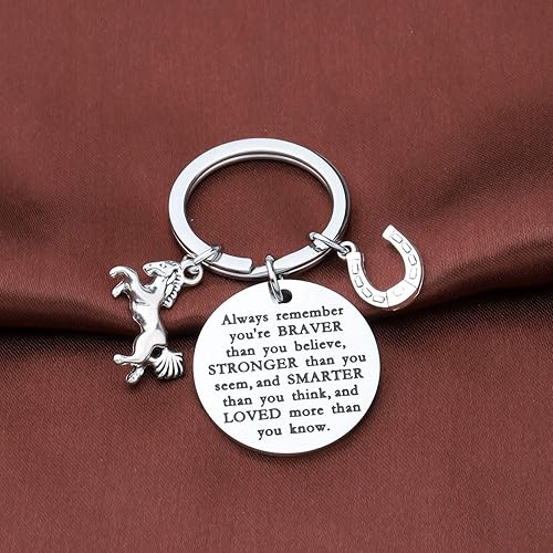 Miniatura 4 de Llavero inspirador de caballo para amantes de los caballos, regalo para amantes de los caballos, siempre recuerdas que eres más valiente de lo que