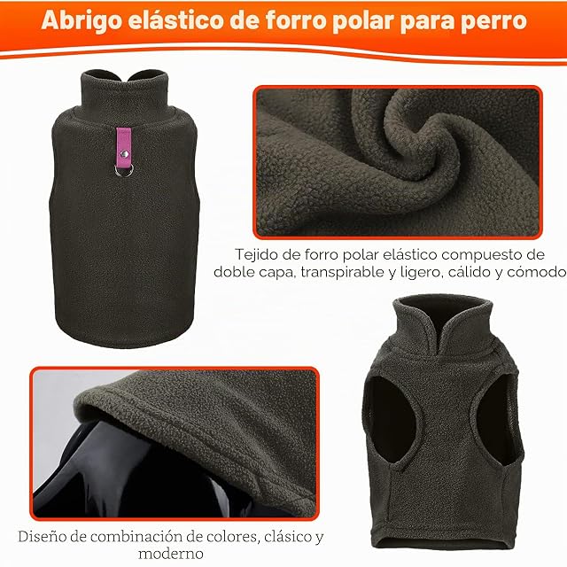 Foto 5 de 7 de PETCUTE Chaqueta para Perros,Chaleco de Forro Polar para Perro,A Prueba de Viento Ropa para Perros…