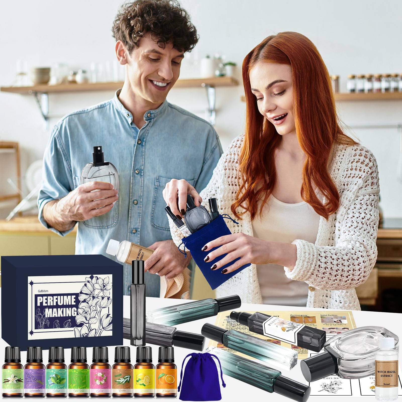 Parfüm Selber Machen Set für Herren DIY Eau de Cologne Herstellungsset mit ätherischen Ölen