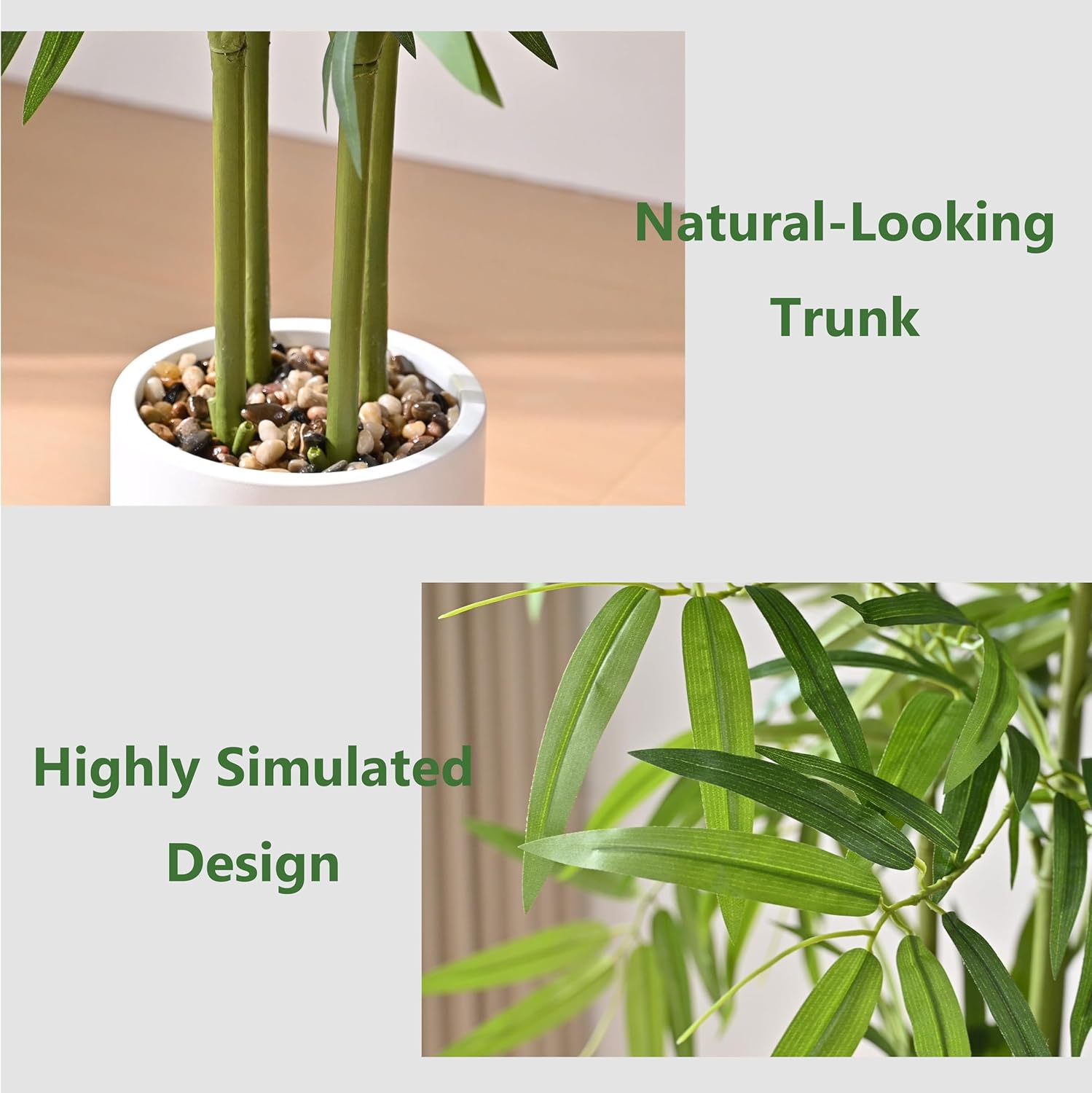 Artificial Bamboo Tree 5FT Tall Fake Plants Faux Silk Plant, Faux Bamboo Plant for Home Office Indoor Outdoor Decor Artificial Trees with Tall Planter - Image 4
