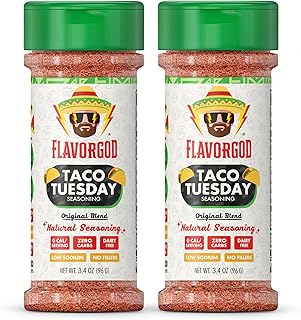 Flavor God 2 Bottles Taco Tuesday Seasoning Mix Natural Healthy Spice Bl...
