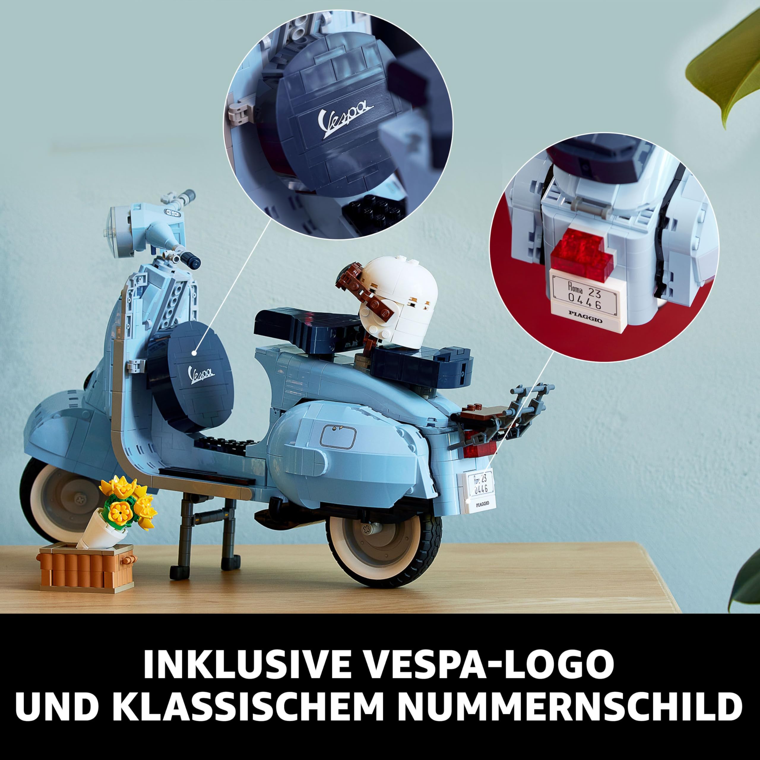 LEGO Icons Vespa 125, Motorrad-Modell zum Bauen, Vintage Roller aus Italien, Modellbausatz für Erwachsene, Austellungsstück als Zimmer-Deko, Geschenke für Frauen und Männer 10298