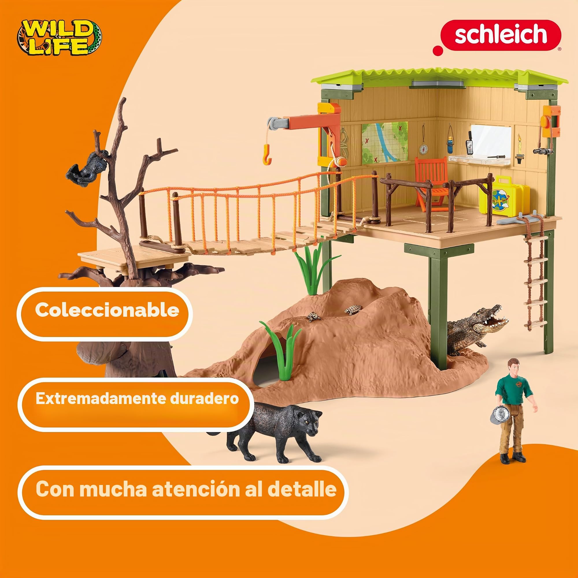 Schleich Wild Life 42507 — Set de Aventura en la Selva, 68 Piezas, Edición Especial NatGeo — Juego de Animales con Guardabosques y Animales de la Selva — Juguetes para Niños de 3 Años o Más