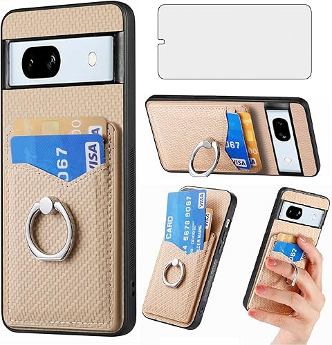 Asuwish Funda de teléfono para Google Pixel 7A 5G 2023 con protector de pantalla de vidrio templado y soporte de anillo delgado, soporte para
