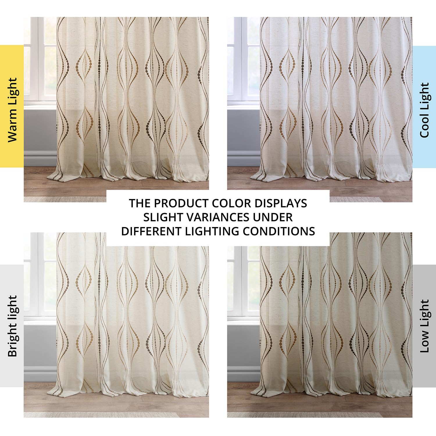 HPD Half Price Drapes Embroidered Linen Sheer Curtains for Living Room 50 X 120 (1 Panel), SHCH-SLWE5296-120, Suez Bronze - Image 3