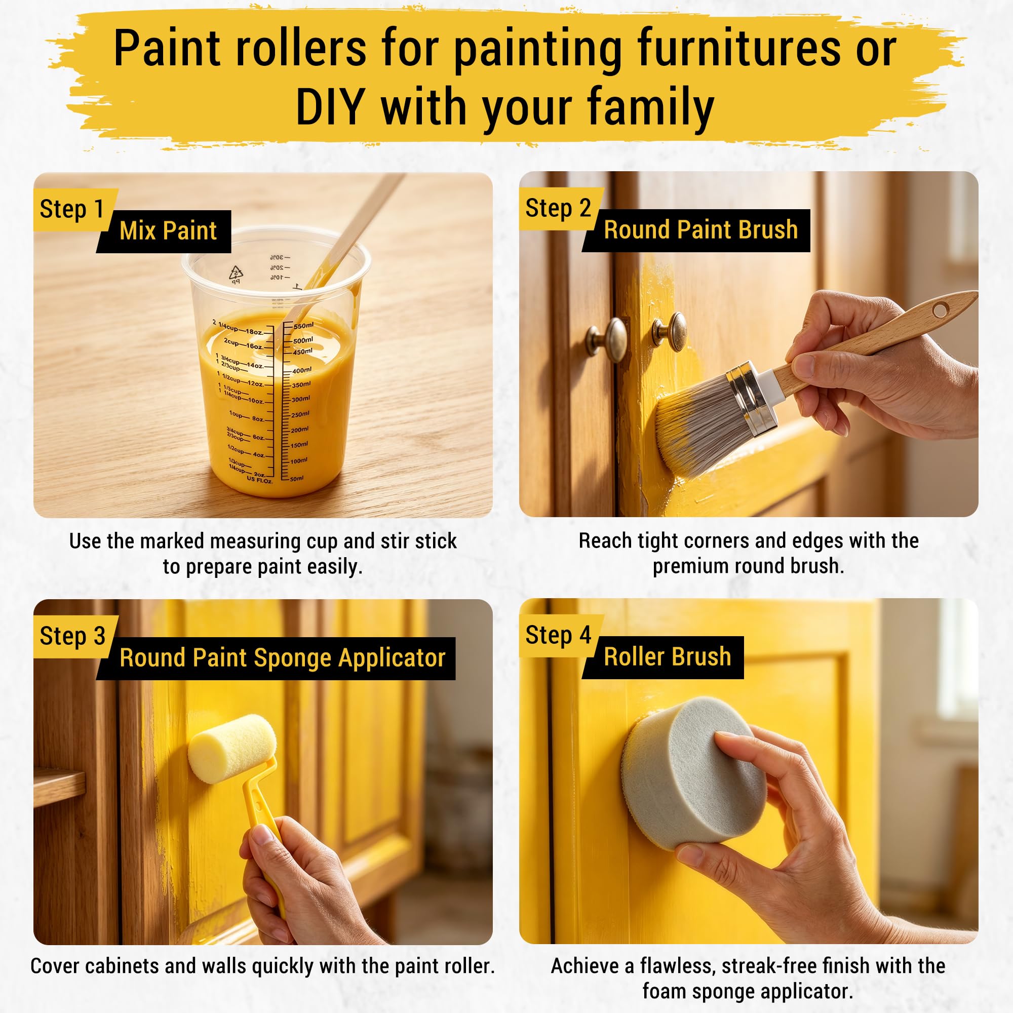 Set di pennelli e rulli, 20 pezzi, per mobili e pittura, tutto in uno
