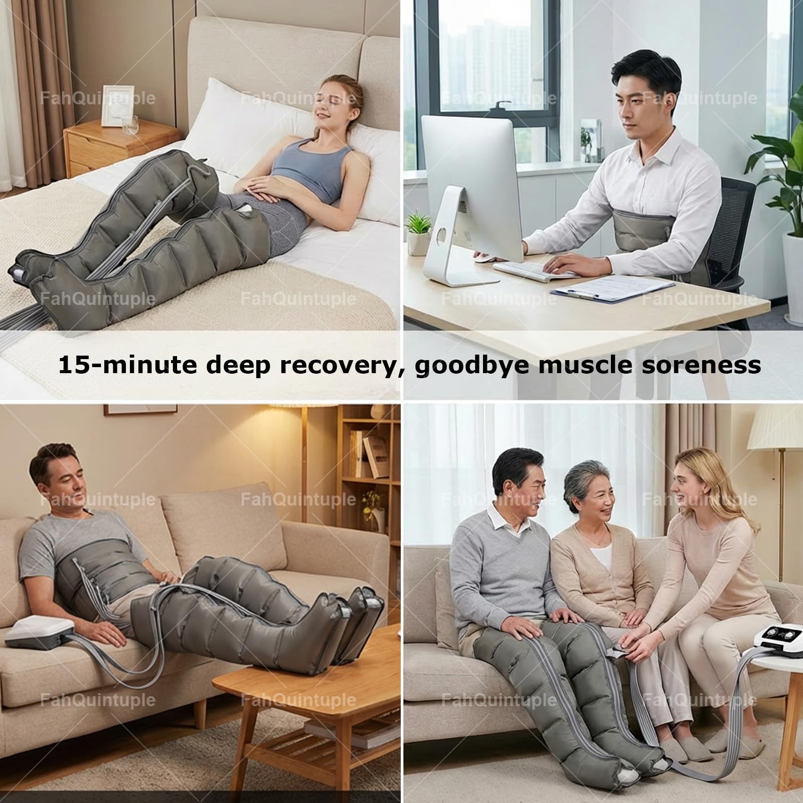 Pressoterapia Linfodrenaggio per Casa Pressoterapia Gambe Professionale, 6 Camere d'Aria Massaggio Linfodrenante Gambe E Braccia Addome Glutei per Casa,Pression Réglable