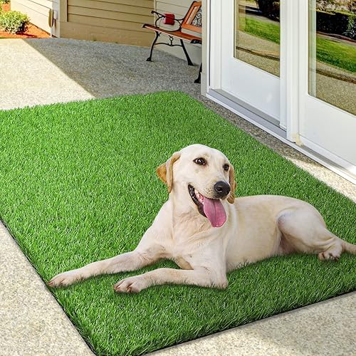 Artificial Grass Mat, Turf Grass Front Door Mats Outdoor/Indoor, Realistic Fake Grass Rug for Dog, Entrance, Patio, Camper, Home Decor, 36” x 47”