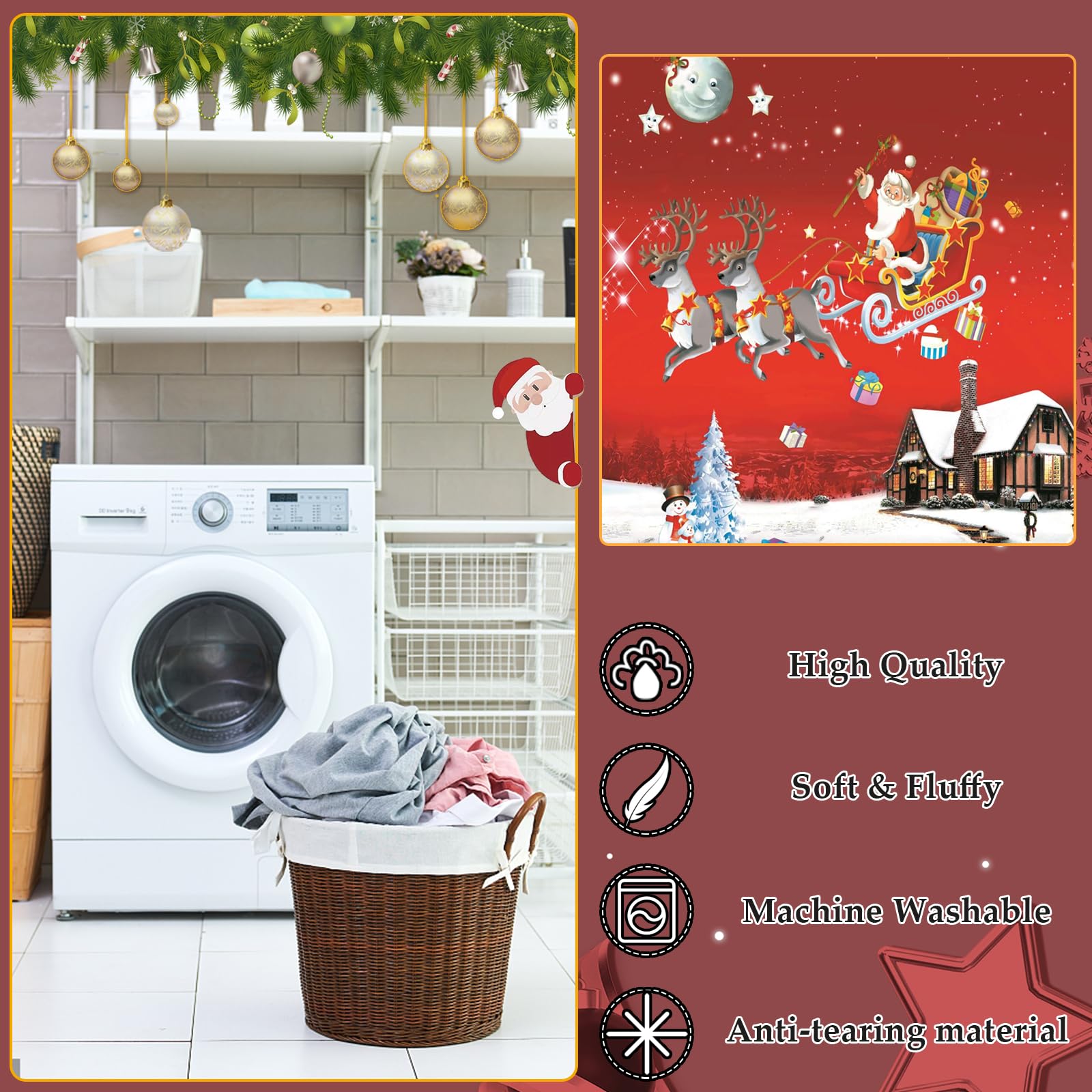 PORJDN Coperta di Natale per Divano, Coperta Morbida in Flanella, Coperta Natalizia con Motivo 3D Stampato, Morbida e Leggera per Divano, Letto, Ufficio e Viaggi all'aperto. (Stile A, 150x200cm)