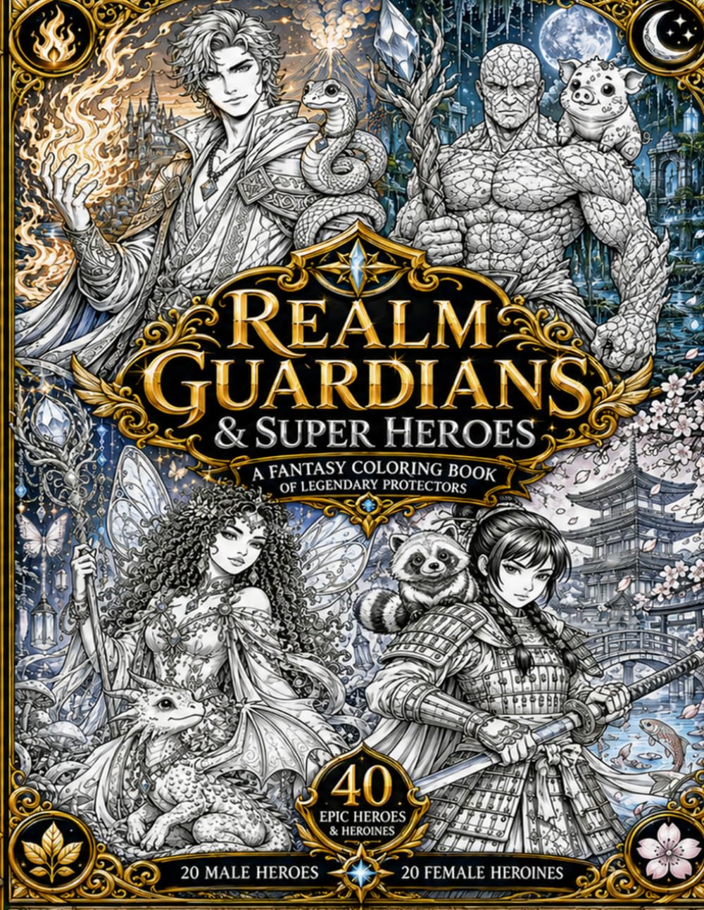 Realm Guardians & Super Heroes: A fantasy coloring book