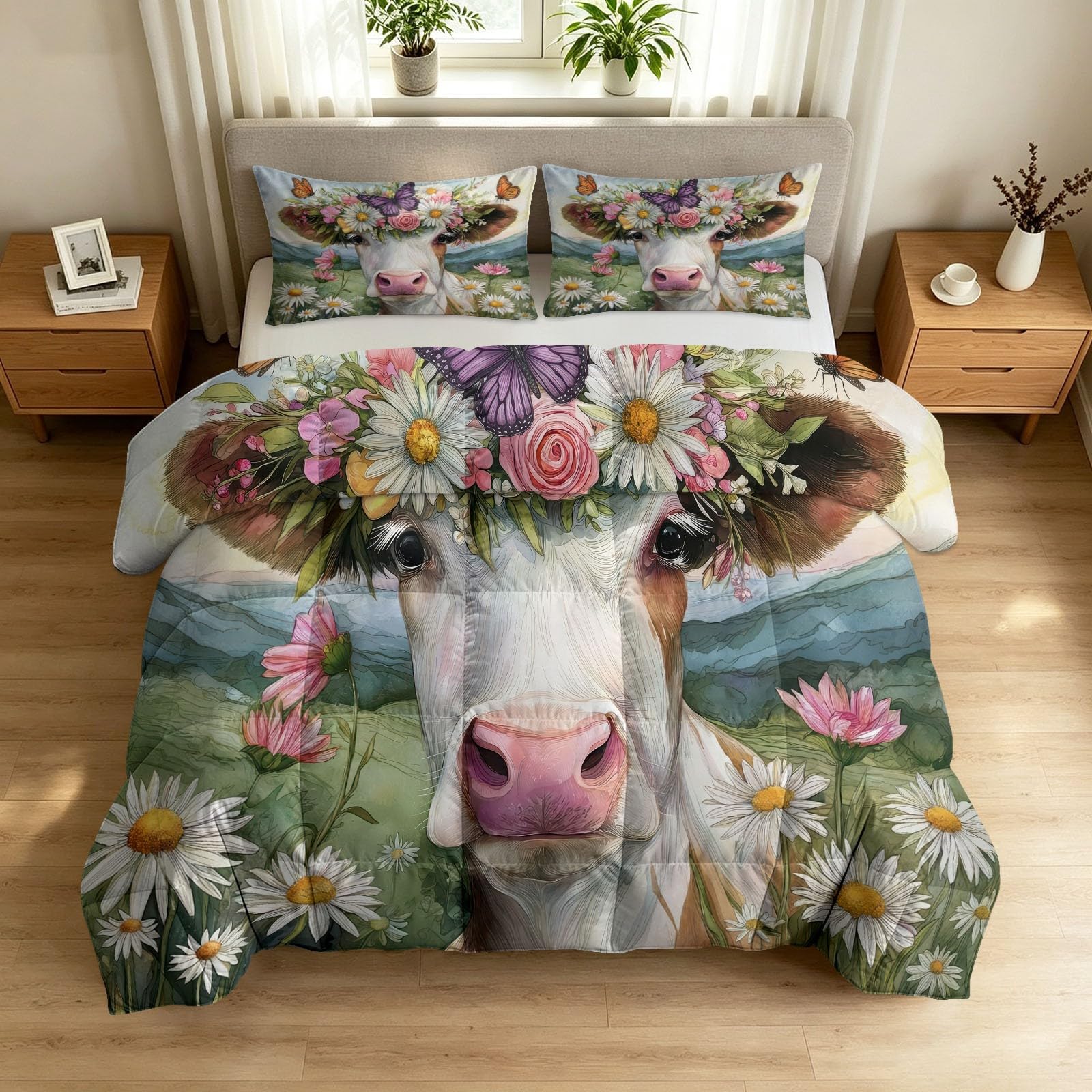 Couette d'été enfant 200x200 sans housse réversible motif marguerite