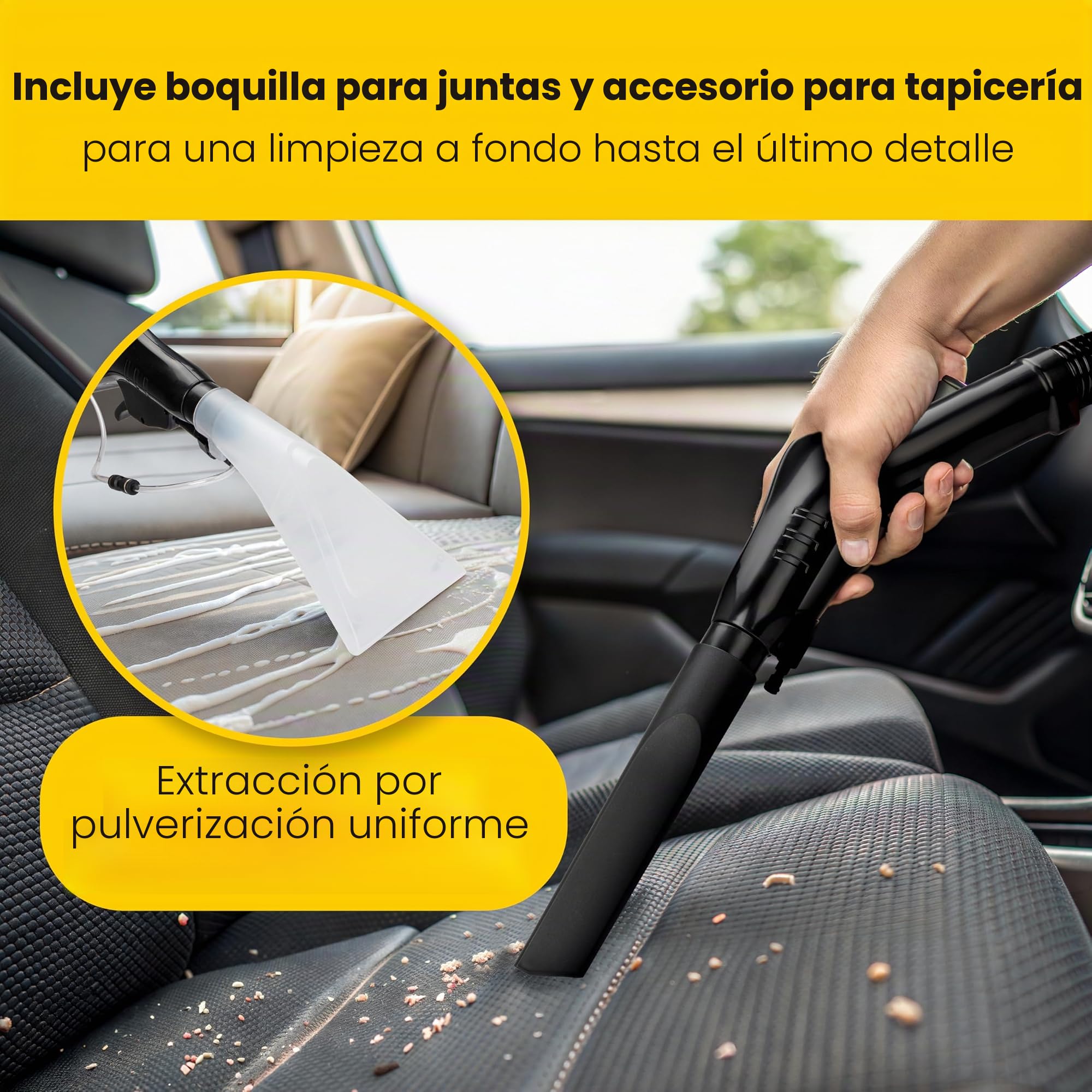 Bomann BSS 6000 Lava Aspiradora con Limpiador de Tapicería para Coche, 1200 W, 20 litros Clase de Eficiencia Energética, Negro y Amarillo