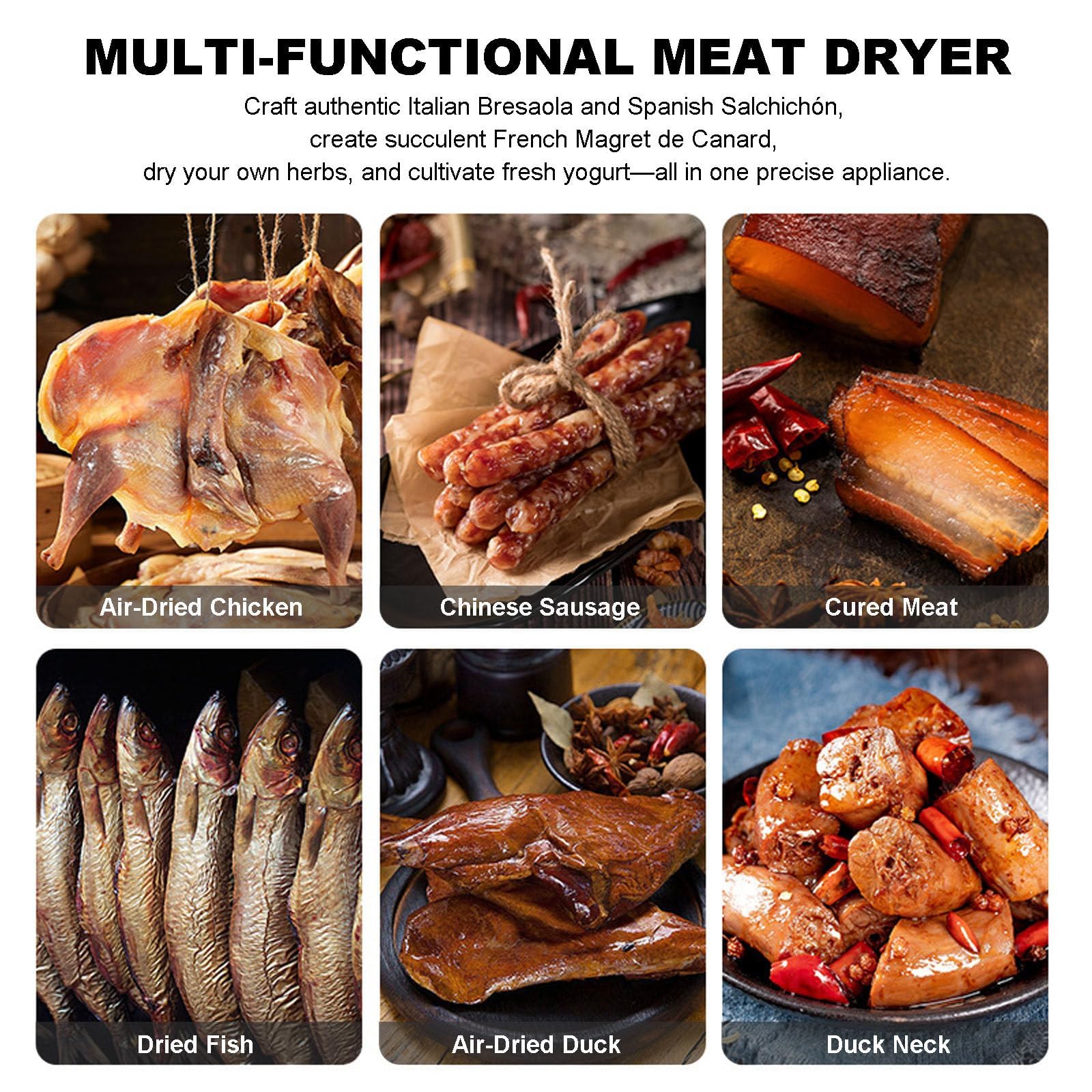 Disidratatore per Carne essiccato Uniforme a 360° per Carne secca, disidratatore Professionale per Carne da 800 W con Timer Digitale e Controllo della Temperatura, Grande capacità di 15 kg