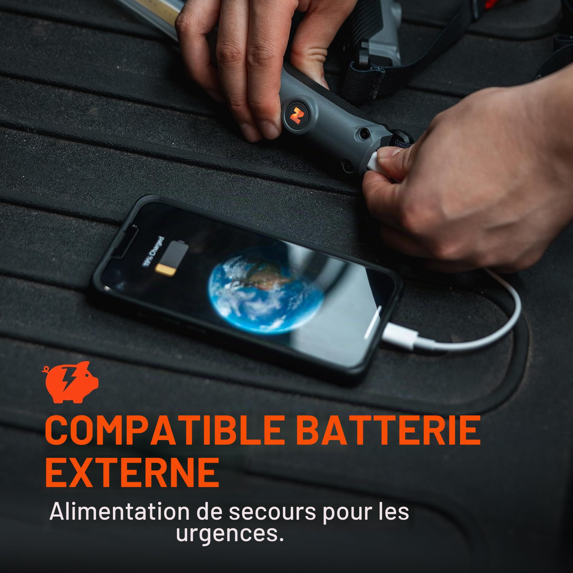 NEBO Bando 1K Strap Light - Lampe de Travail Automobile 1.000 Lumens - Lumière d'Urgence Portable - Rechargeable USB-C