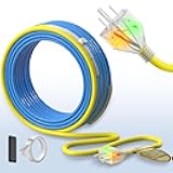 12 Ft Upgraded Dual-Indicators Heat Tape for Water Pipes, YeloDeer Self-Regulating Heat Trace with Thermostat, Heating Cable with Extra End Seals for Metal and Plastic Pipes 120V