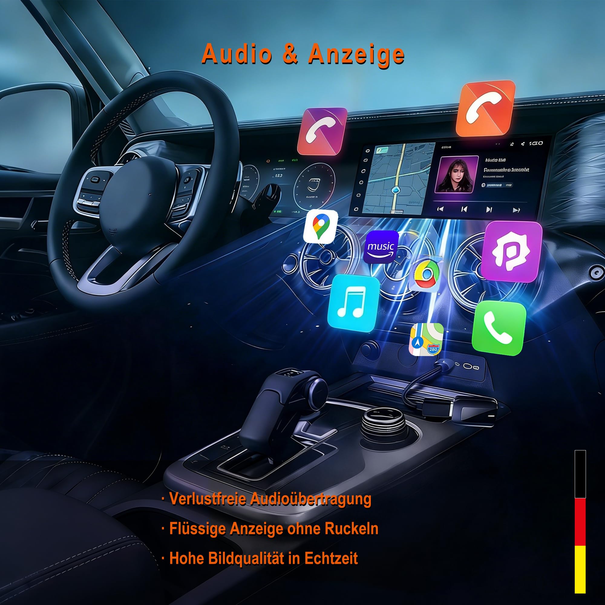 Carplay Wireless Adapter, Kabelloser CarPlay Adapter, kompatibel mit iOS & Android 2 in 1 | Automatische Verbindung und stabil|