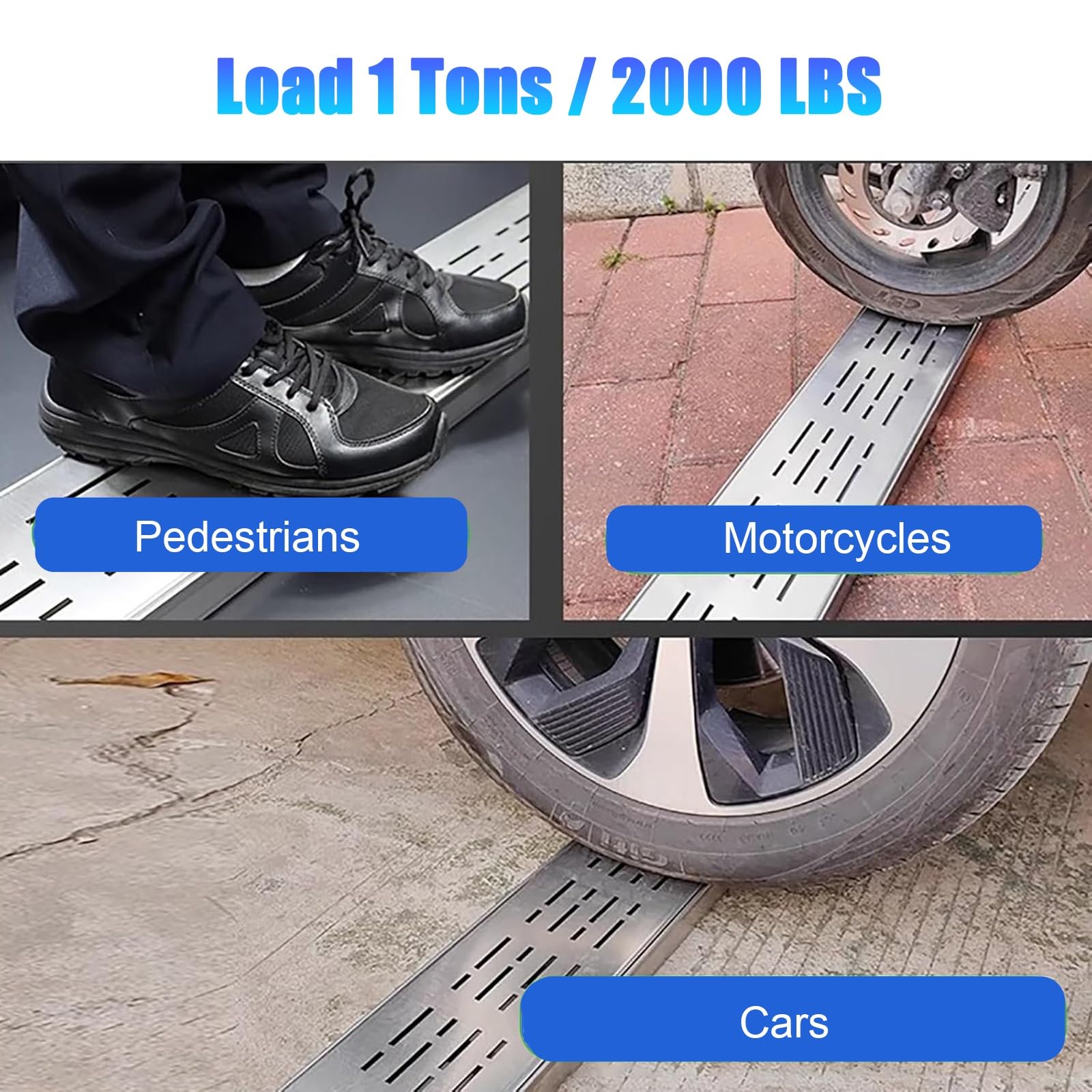 WDJBPSH caniveau Exterieur Kit de Caniveau Fin de 1 M de Long, Extérieur, avec Dérivation d'eau, Caniveau de Drainage pour Trottoir, Grilles D'égout en Acier Inoxydable(Silver 4 pcs,15x5cm(5 7/8x2))