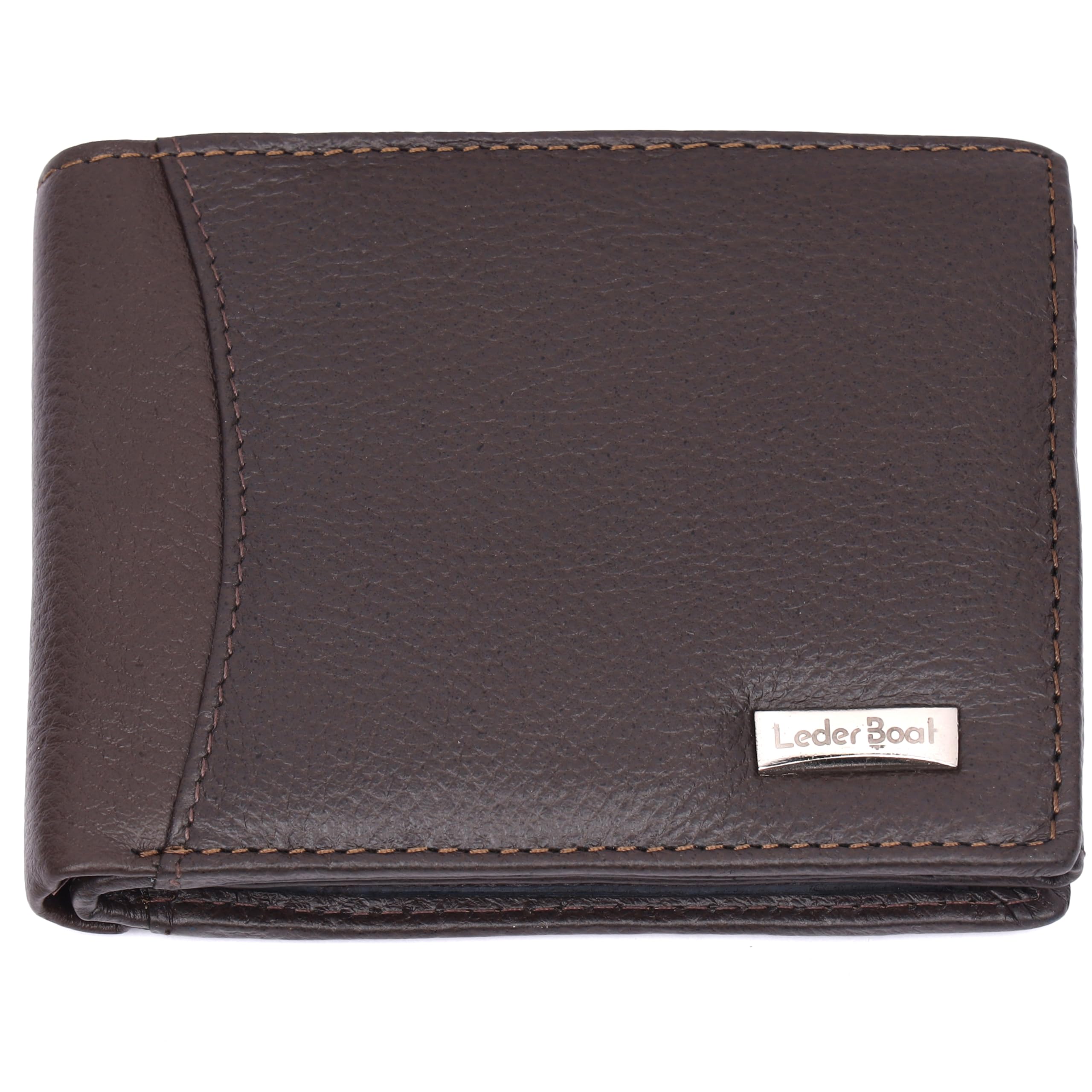 Genuine Nappa Leather Men’s Wallet | Bi-Fold Design | Coin Pocket | Zip Pocket & ID Window | RFID Blocking | Wallet for Men (Brown)-picture-33