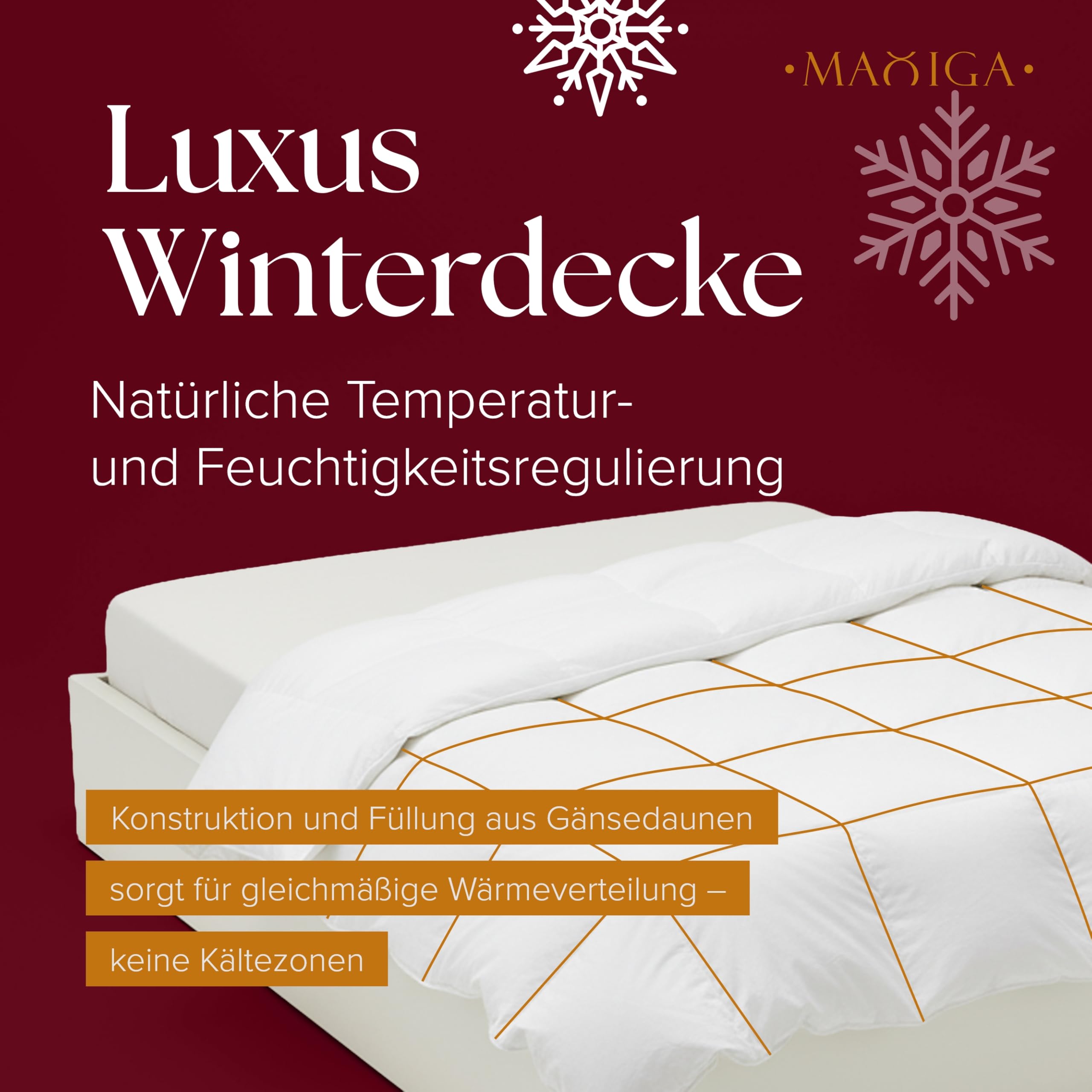 Winter Daunendecke 155x220 cm – 80 % Gänsedaunen & 20 % kleine Daunenfederchen, extra warm 2500g, atmungsaktiv, Oeko-TEX Zertifiziert, Allergikerfreundlich, Baumwollhülle