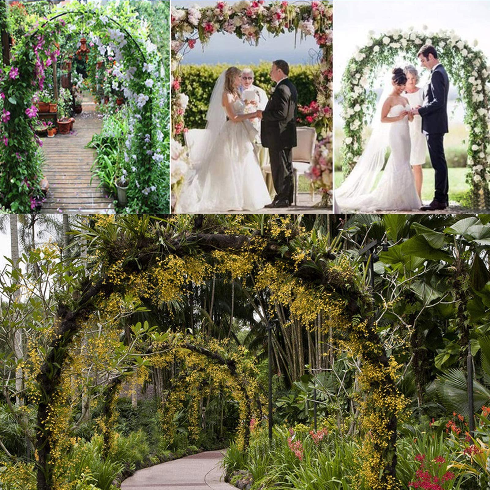 Łuk Ogrodowy, Łuki Różane, Łuki Ślubne Z Podstawą, Pergola Kratowa, Odporne Na Warunki Atmosferyczne I Wolnostojące, Używane Do Różnych Roślin Pnących, Dekoracja Na Uroczystości, Ciemnozielony, 2,6 X