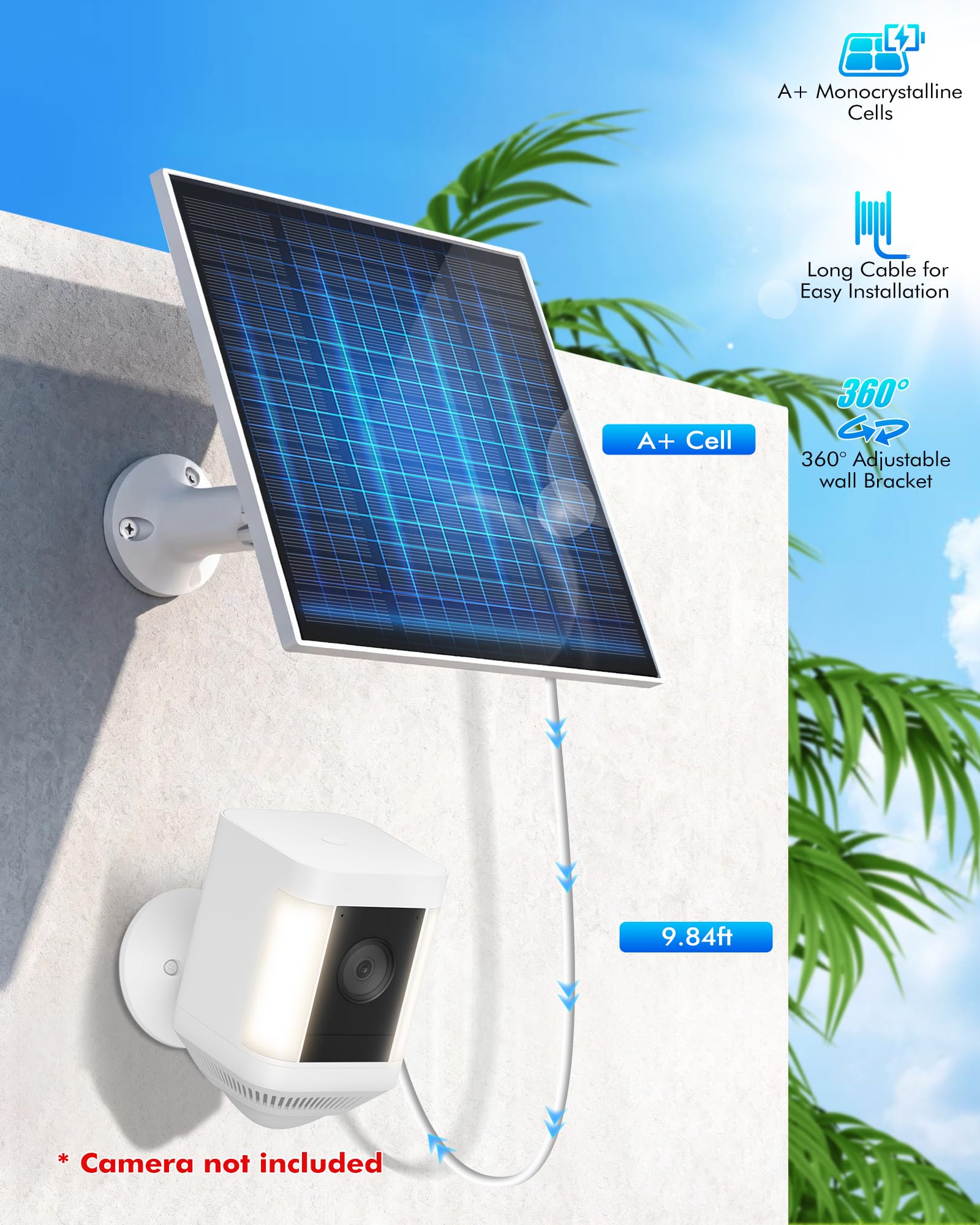 KEPEAK Small Solar Panel for Ring Camera Outdoor
