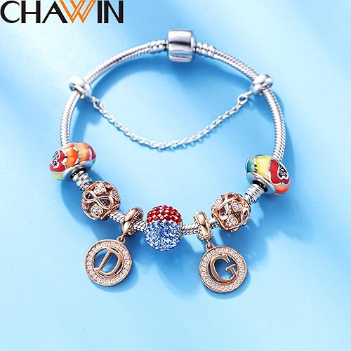 Miniatura 4 de Abalorio de letra inicial de la A a la Z, dije del alfabeto, oro rosa, auténticos dijes de plata de ley 925 para pulseras Pandora, collar, dije