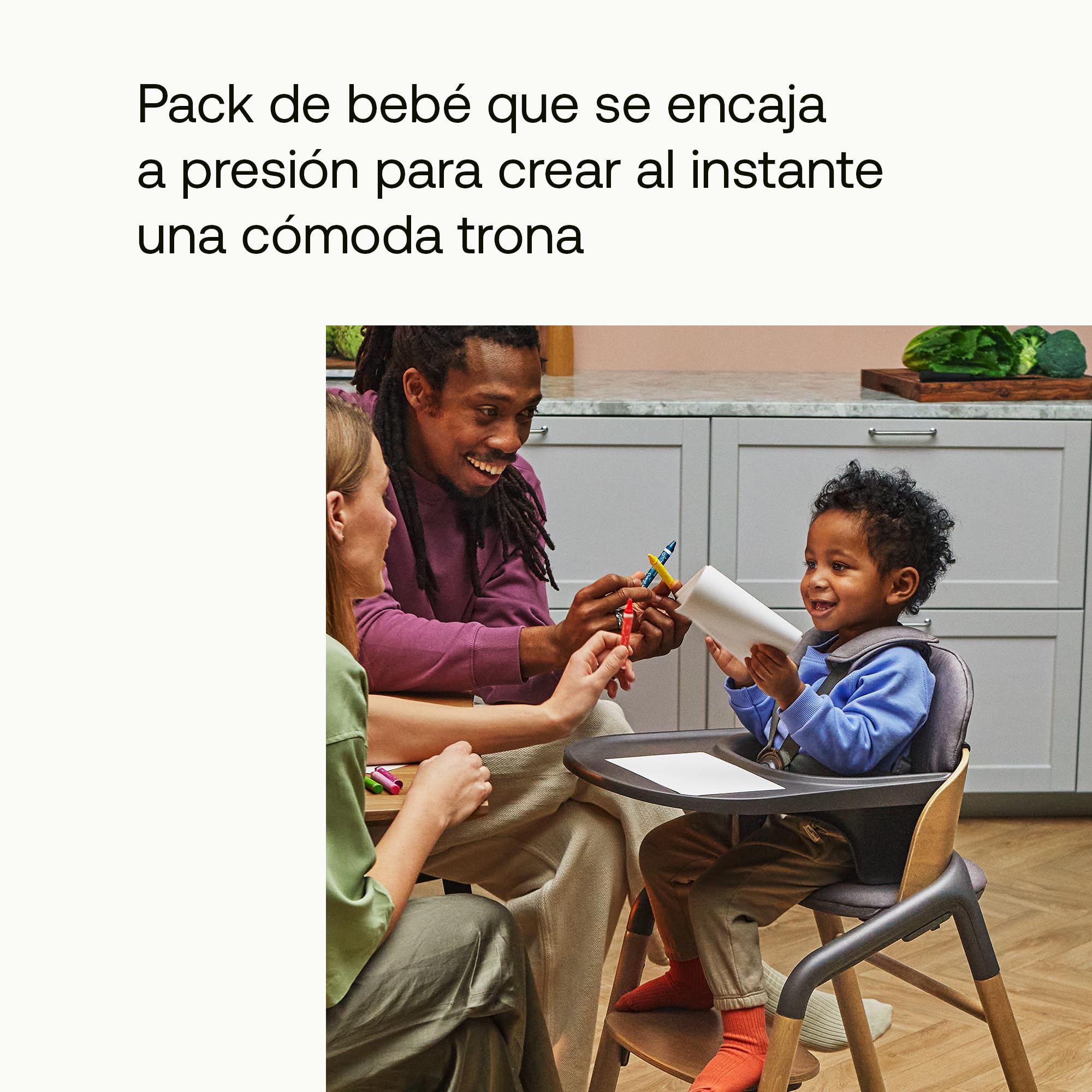 Bugaboo Giraffe Pack Bebé para Trona Bugaboo Giraffe, para Bebés de 6 a 36 Meses, Asiento y Arnés de Seguridad de 5 puntos, Ajustable con una Mano, Hecho con Plástico Biológico, Gris