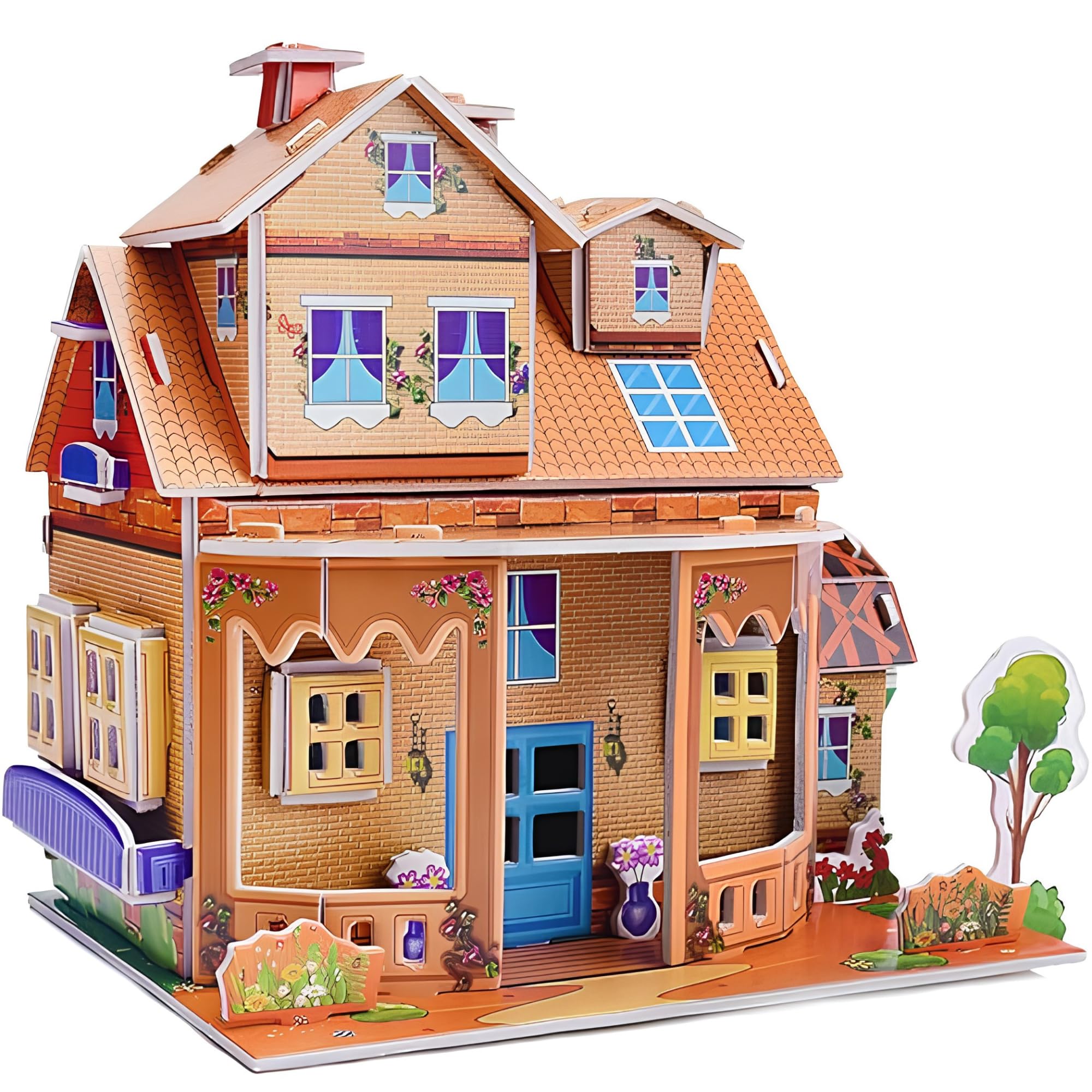3D Puzzle, Cardboard Model Construction, Jigsaw House/Villa Puzzle for Kids-image-2