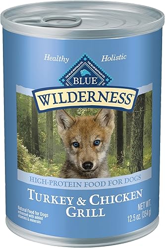 Blue Buffalo Wilderness - Alimento húmedo natural para perros con alto contenido de proteínas latas de 125 onzas paquete de 12