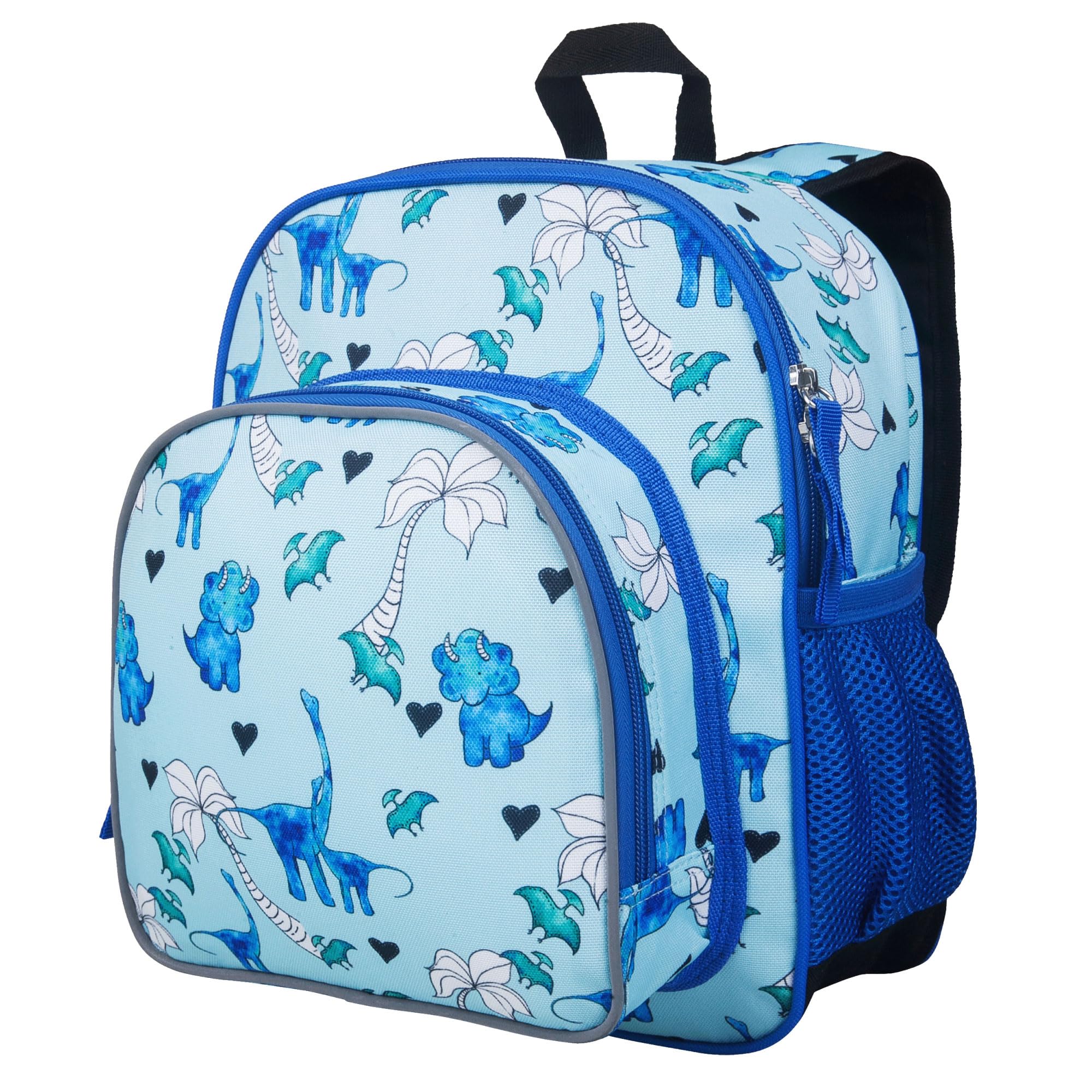 Wildkin JumpOff Jo 12-inch Kids Backpack – Lightweight, Durable Toddler Bag - Blue Dino