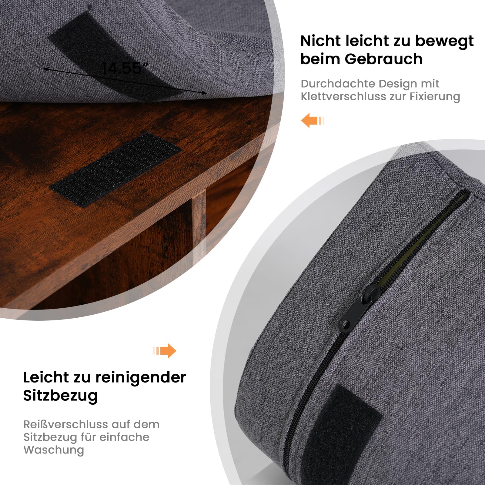 OC Orange-Casual Schuhbank, Schuhregal mit Stauraum&Sitzfläche, Schuhschrank mit 2 offene Fächern&Tür, bis zu 150 kg belastbar, eigenet Sich für Flur, Wohnzimmer, Büro, Braun