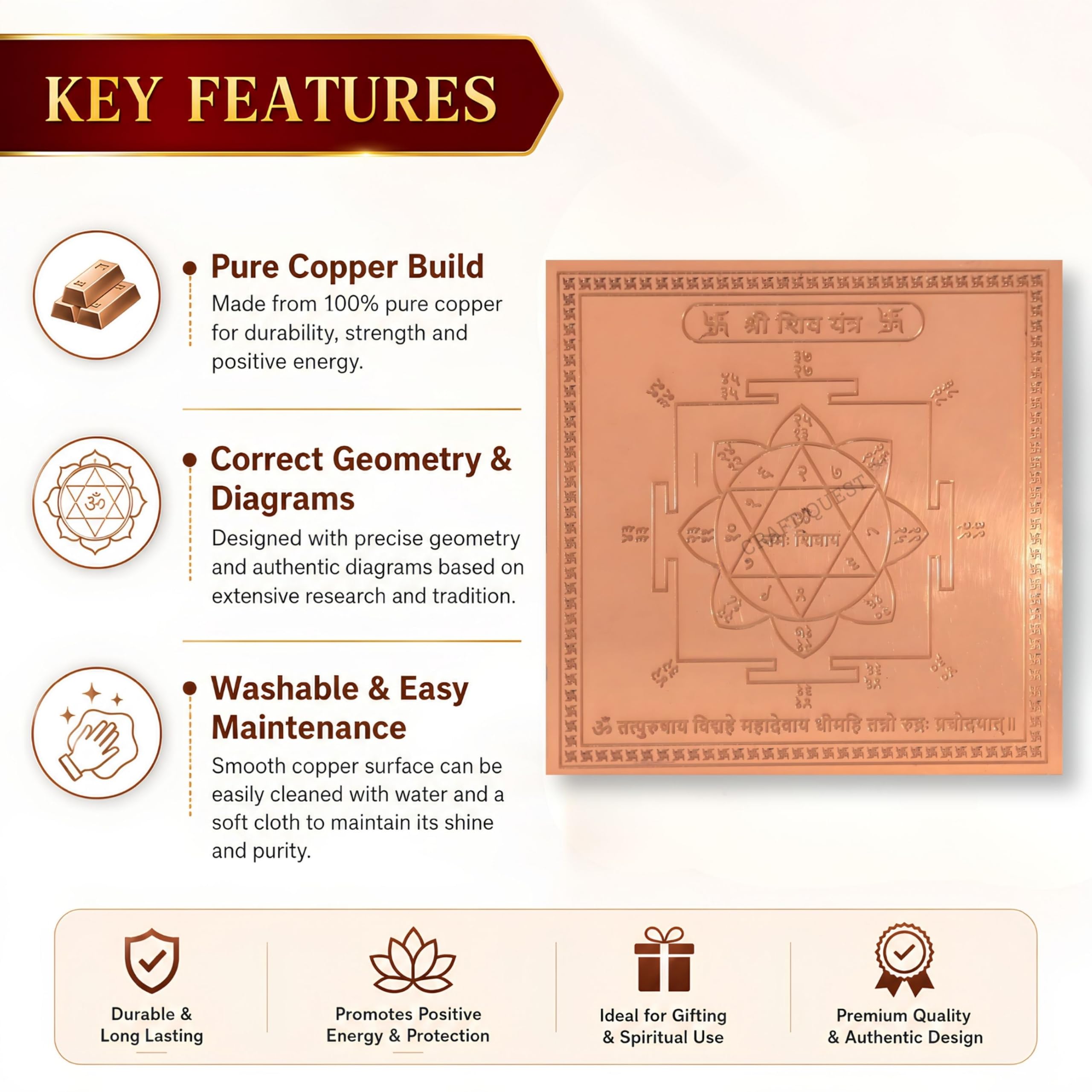 Copper Shiv Yantra - Spiritual Protection & Peace -3