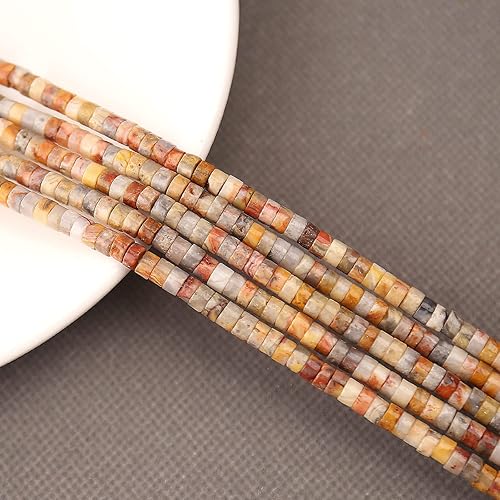 Miniatura 4 de 150 cuentas espaciadoras de ágata de encaje loco natural, sueltas, semipreciosas, planas, redondas, cuentas de piedra de disco Heishi para