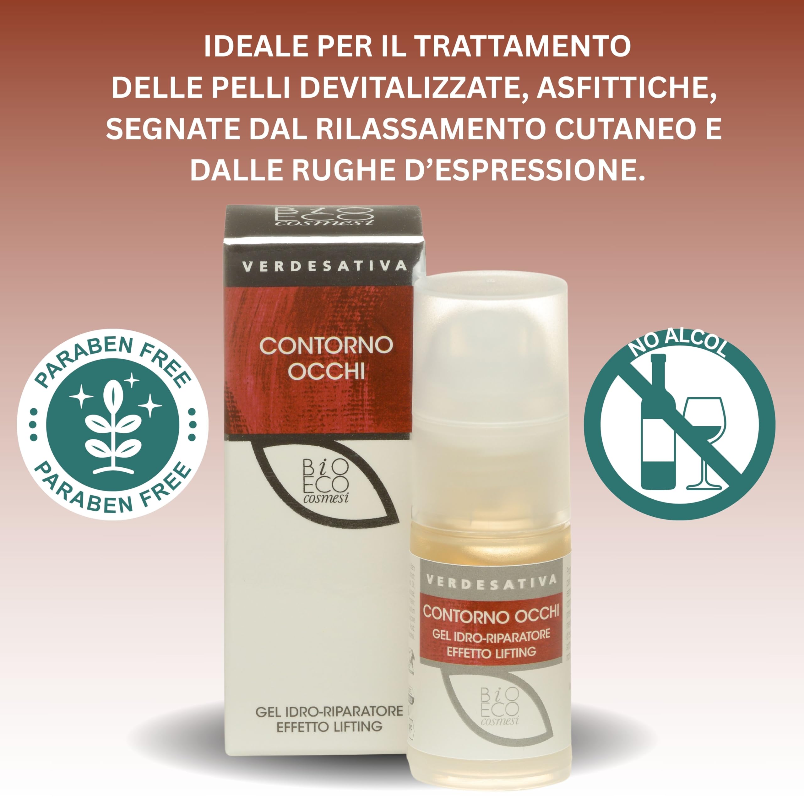 Gel Contorno Occhi Lifting - 15ml - Con Kigelia, Quillaia e Estratti Vegetali ad Azione Tensore - Riduce Borse e Rughe d’Espressione - Texture Leggera e Idratante - Made in Italy
