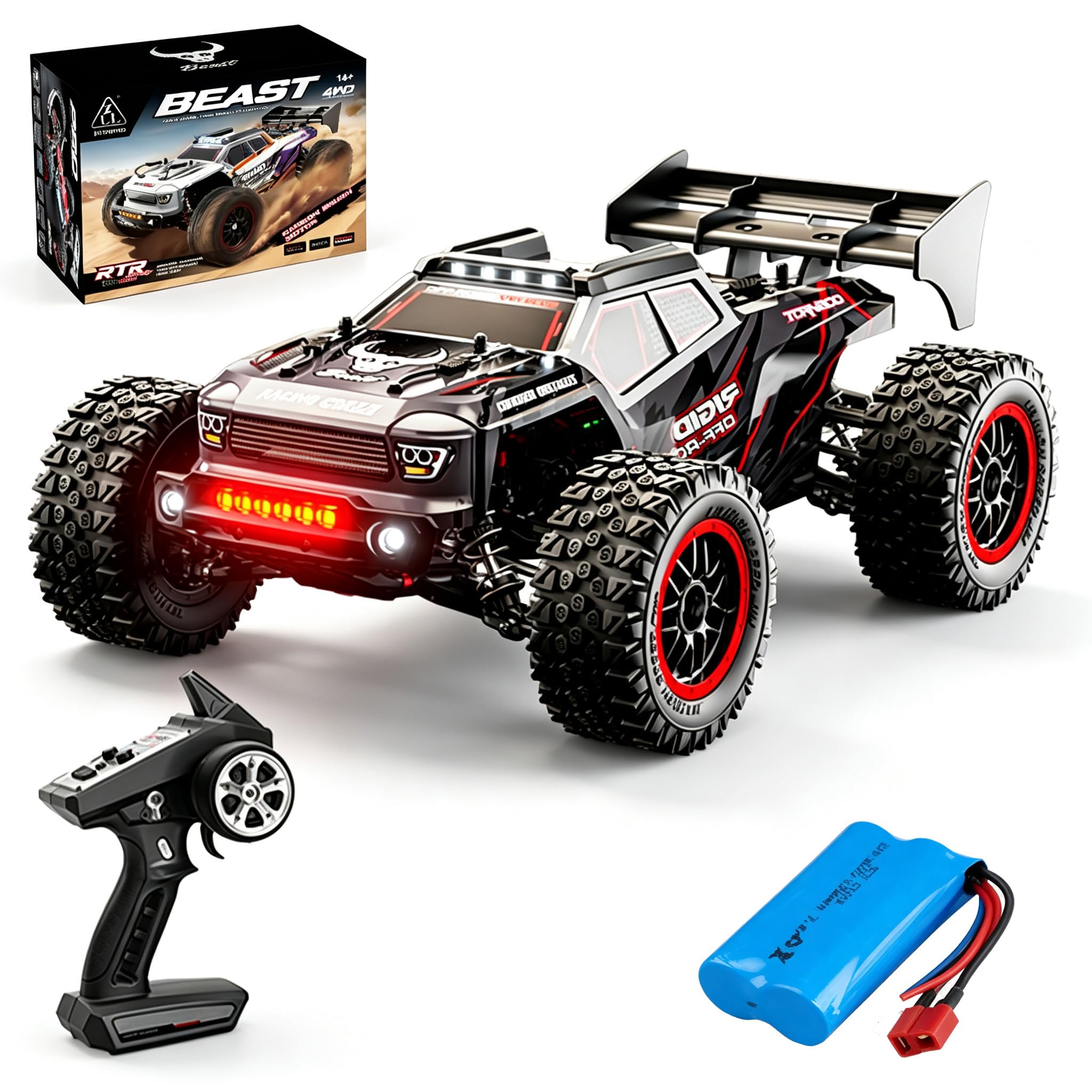 X-Verse SG316MAX Auto radiocomandata 1:16, 80 km/h, auto radiocomandata fuoristrada, 2,4 GHz, fuoristrada, impermeabile, auto da corsa RC Buggy, 4WD Off-Road RC Crawler per adulti, 1 batteria