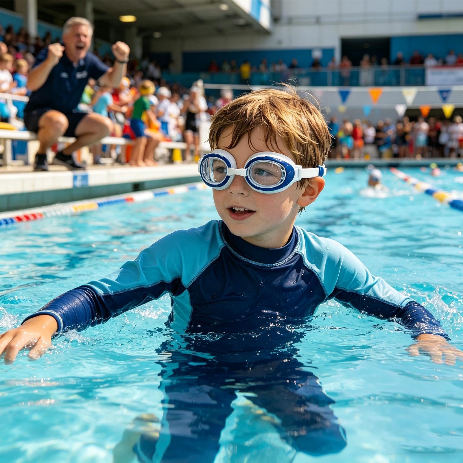 Gafas de natación para niños y niñas, ajustables, transparentes, protección ocular, para niños de 3 a 12 años, competición deportiva, playa, piscina, parque acuático