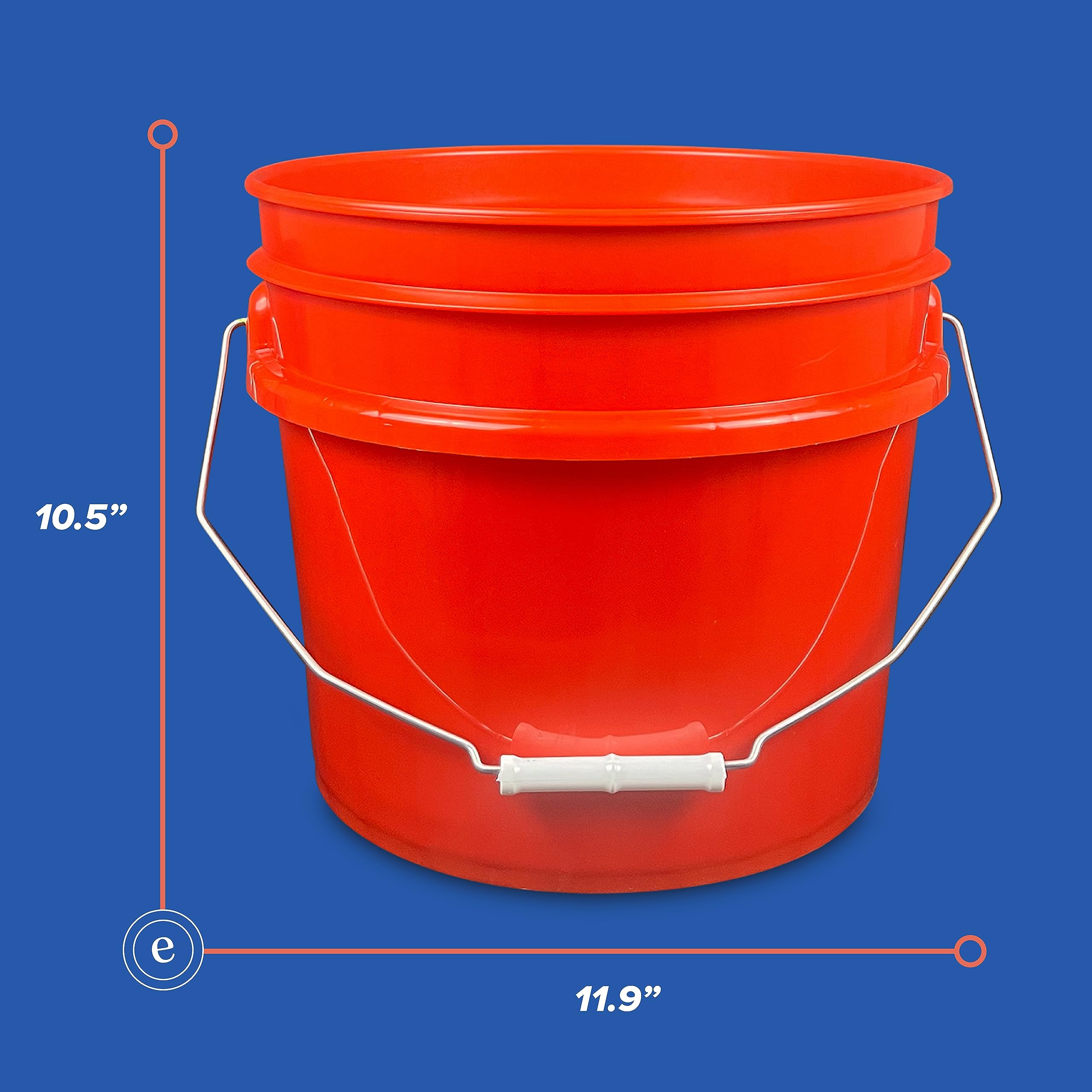ePackageSupply 3.5 Gallon Plastic Bucket Only (Lid Not Included) I Heavy Duty I Food Storage, BPA-Free I 90 Mil All Purpose Pail I Made in The USA (Red, 3)