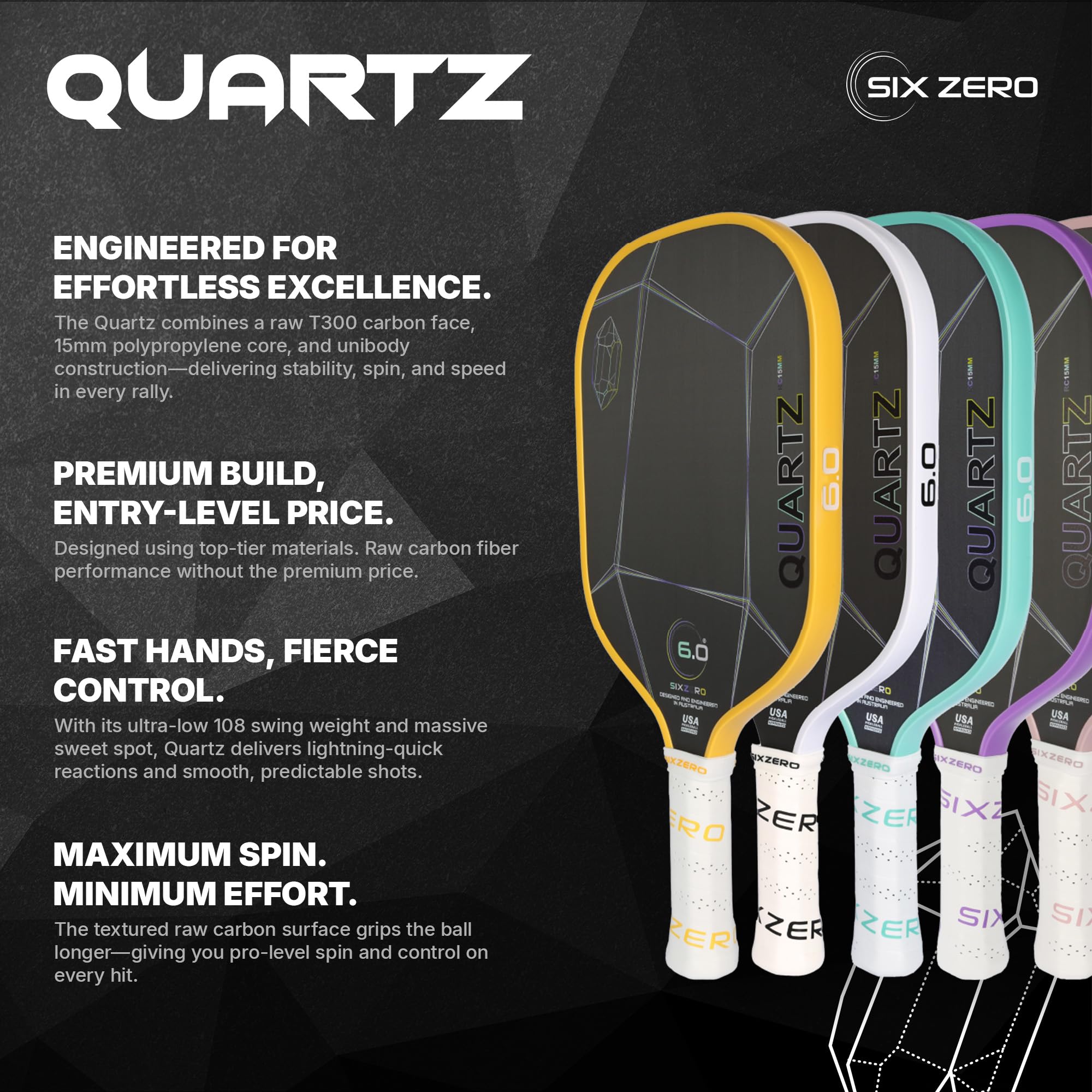 Amazon.co.jp: Six Zero Quartz ピックルボールパドル - お手頃価格