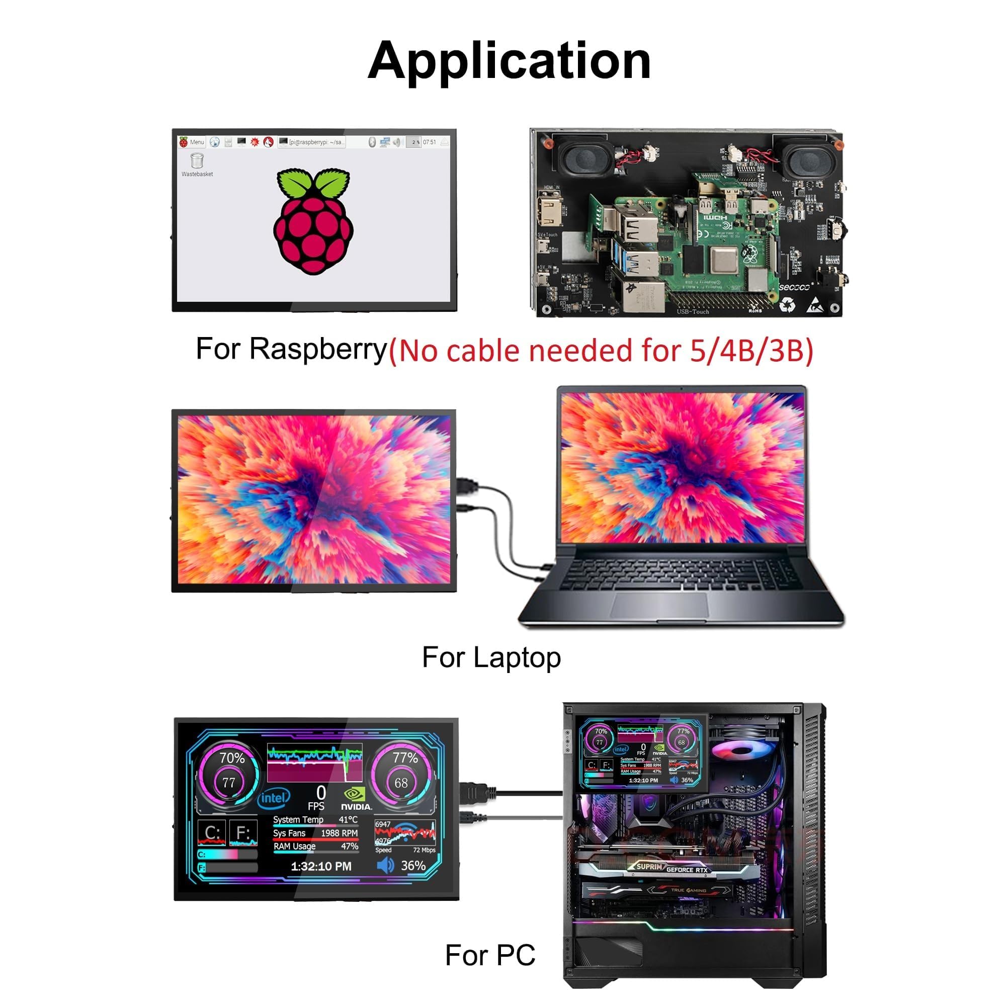 Amazon.co.jp: wisecoco タッチスクリーンモニター Raspberry Pi 7