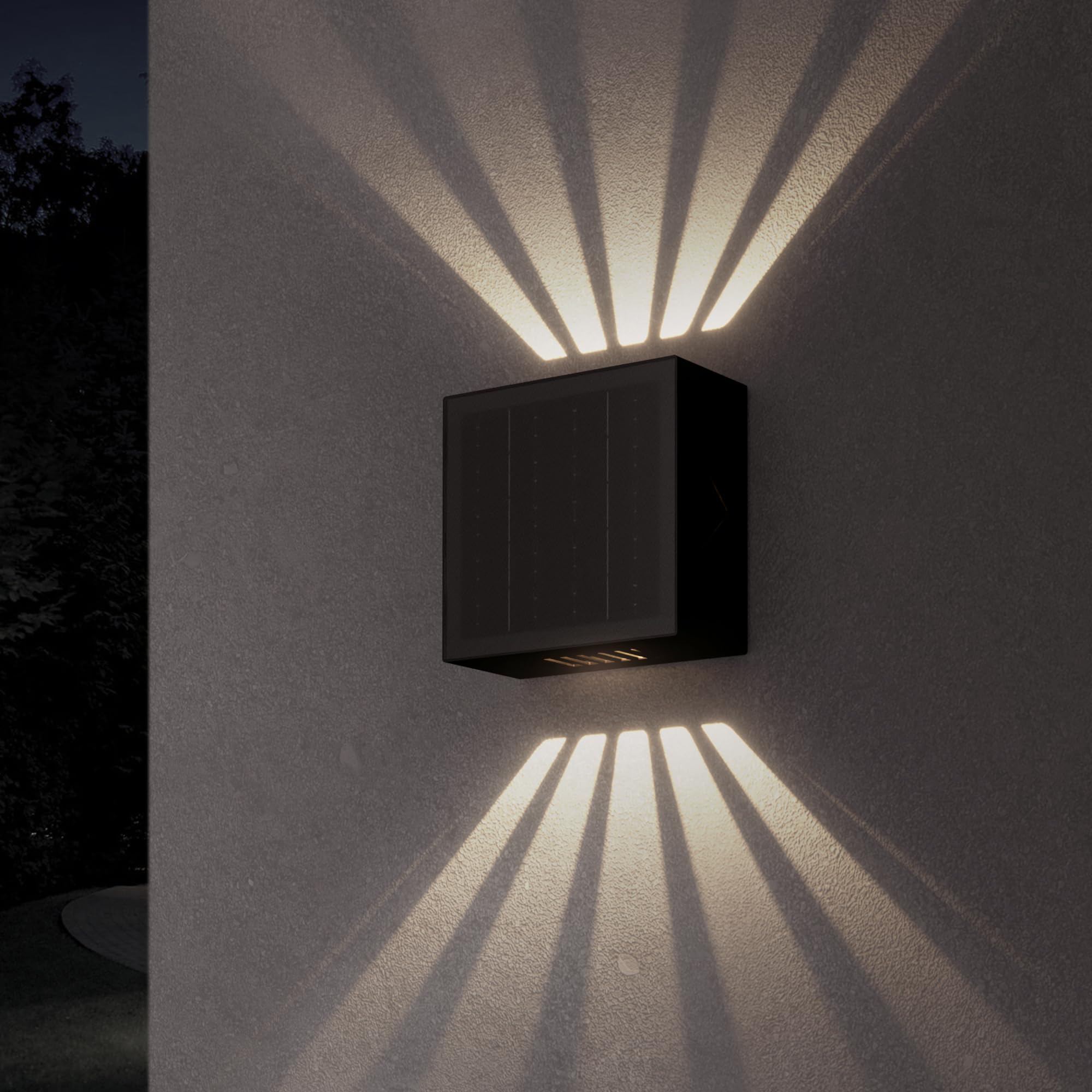 VENNEX Solar Wall Lights Outdoor Up and Down, Adjustable Beam, Waterproof Solar Powered Sconce Lights with Lens for Fence, Porch, Deck, Yard, Patio, Address Sign, 3000K Warm White, 1 Pack