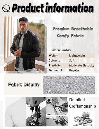 Miniatura 3 de JoZorro Camisetas de cuello alto falso para hombre, suéteres de manga larga de algodón de alta calidad para hombre