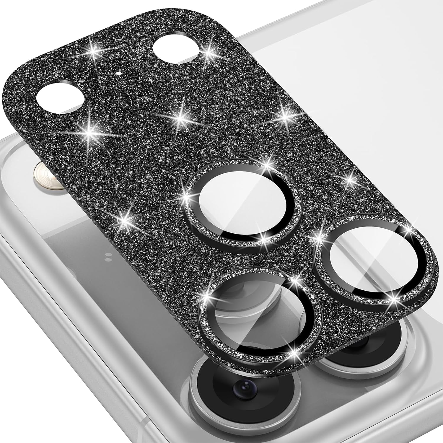 For iPhone 17 Pro Max カメラフィルム カメラ保護 Lucktree iPhone 17 Pro Max カメラカバー 強化ガラス 高透過率 アルミ合金 耐衝撃 キズ防止 露出オーバー防止 一体化 全面保護 気泡ゼロ 指紋防止 貼り付け簡単 (ブラック)