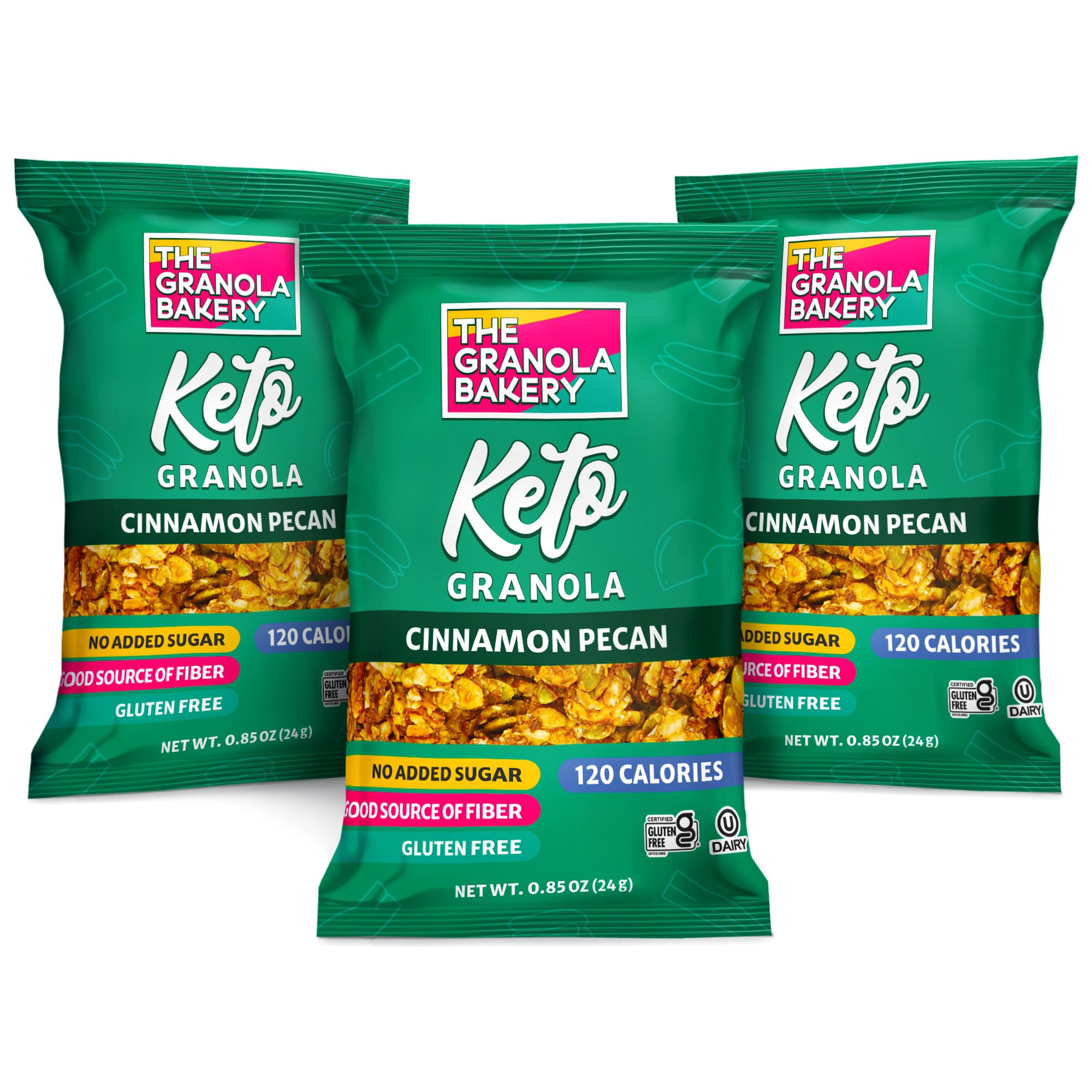 TGB Cinnamon Granola Bites, Keto Snack, No Added Sugar, Gluten Free, Good Source of Fiber, 0.85oz Bag (Pack of 6)