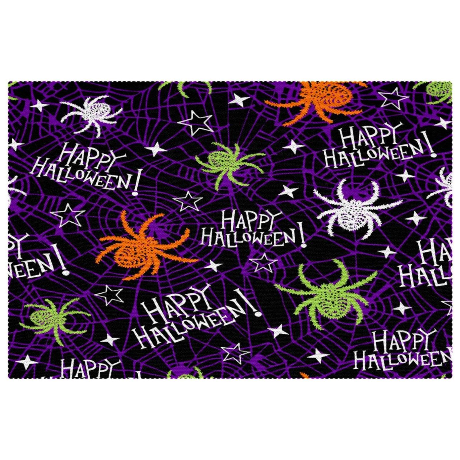 Sets de table d'Halloween motif araignée pour une décoration de table festive en famille