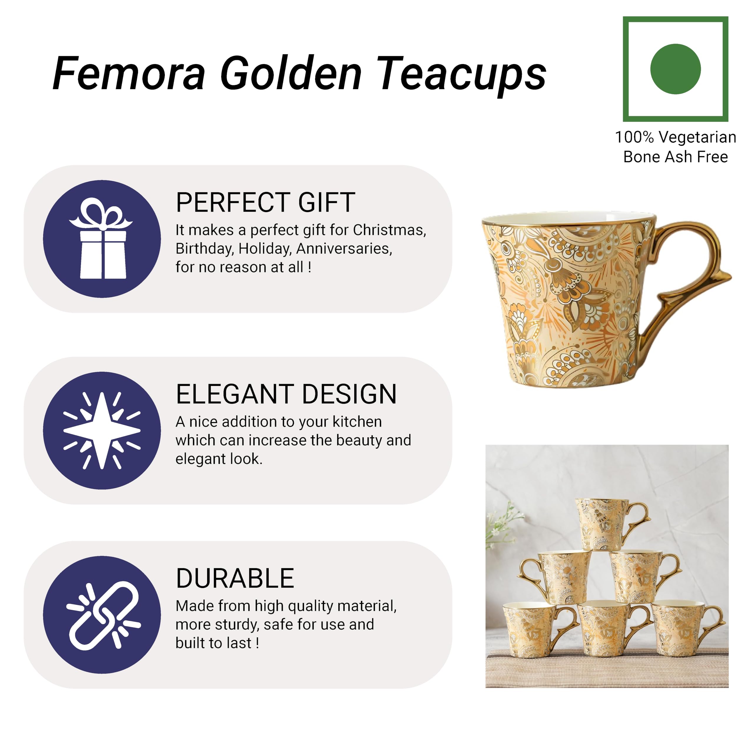 Femora Bridal Mahendi Tea Cups - Set of 6 -9