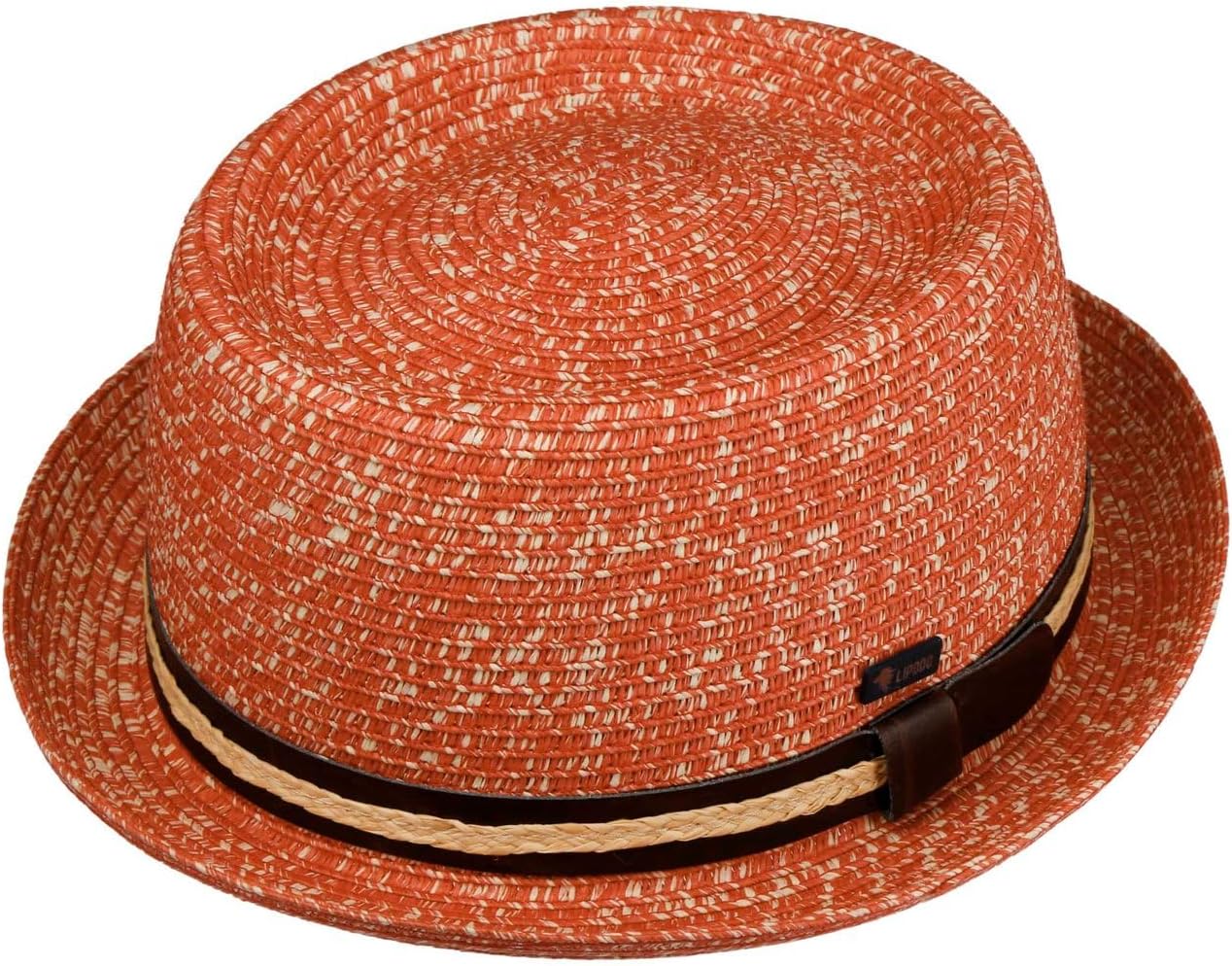 Lipodo Carignano Pork Pie Hat Made in Italy Melange Viscose Leather Trim Men Summer