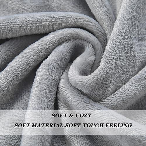 Miniatura 4 de JIAHANNHA - Manta de franela de forro polar tamaño Queen (90x90 pulgadas), manta gris para sofá o cama, de 280 GSM, súpersuave y mullida para todas