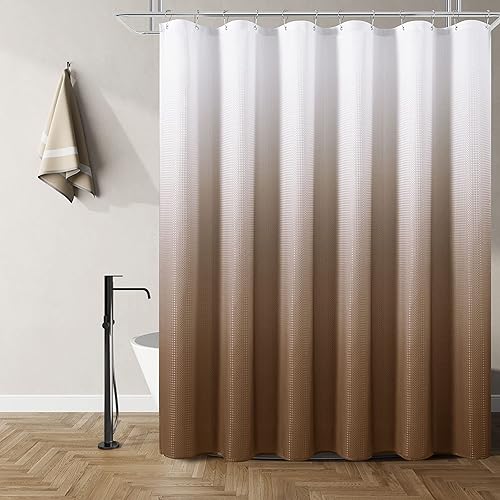 Cortina de tela para regadera con acabado texturado, poliéster color degradado, cortinas de baño para la regadera, cortina para regadera impermeable
