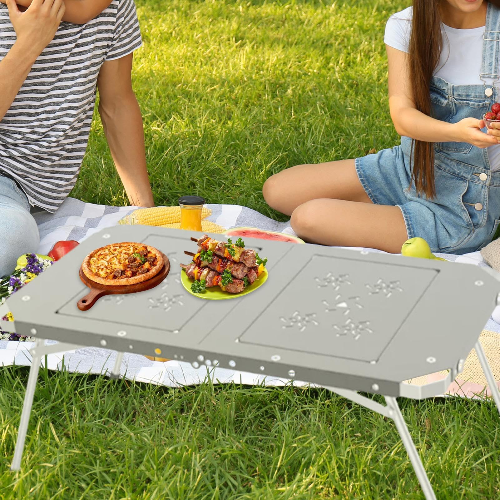 Tavolo da campeggio portatile, leggero, portatile, in alluminio, accessorio per picnic | Tavolino compatto per esterni, per riunioni di famiglia, giardino, sport, casa, terrazza, picnic e pesca